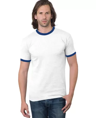 Bayside Apparel 1800 Unisex Ringer T-Shirt in White/ royal