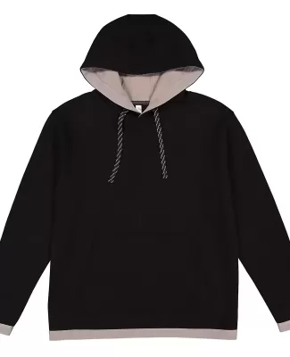 LA T 4412 Adult Statement Fleece Pullover Hoodie BLACK/ TITANIUM