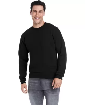 J America 8870 Adult Triblend Crewneck Sweatshirt BLACK SOLID