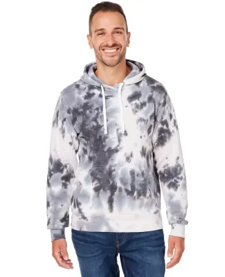 J America 8861 Adult Tie-Dye Pullover Hooded Sweat BLACK TIE DYE