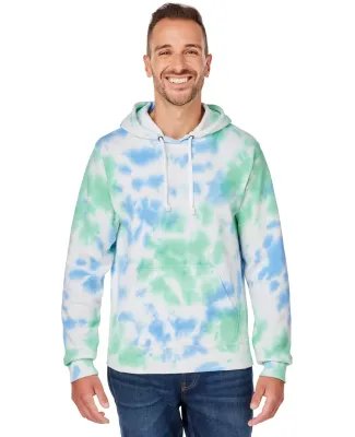 J America 8861 Adult Tie-Dye Pullover Hooded Sweat LAGOON TIE DYE