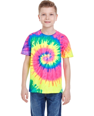 Tie-Dye CD100Y Youth 5.4 oz. 100% Cotton T-Shirt NEON RAINBOW