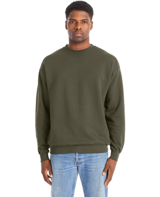 Hanes RS160 Adult Perfect Sweats Crewneck Sweatshi in Fatigue green