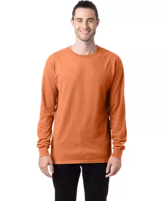 Hanes GDH200 Unisex Garment-Dyed Long-Sleeve T-Shi in Horizon orange