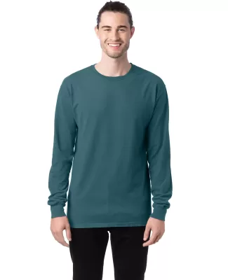 Hanes GDH200 Unisex Garment-Dyed Long-Sleeve T-Shi in Cactus