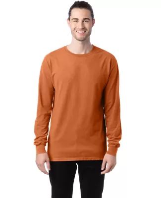 Hanes GDH200 Unisex Garment-Dyed Long-Sleeve T-Shi in Texas orange