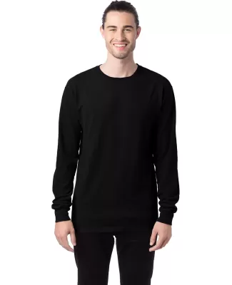 Hanes GDH200 Unisex Garment-Dyed Long-Sleeve T-Shi in Black