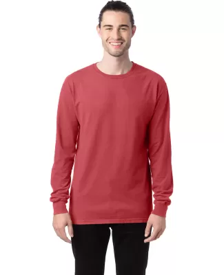 Hanes GDH200 Unisex Garment-Dyed Long-Sleeve T-Shi in Crimson fall