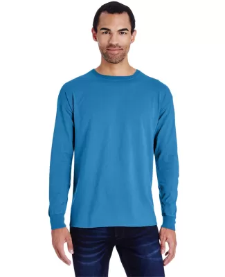 Hanes GDH200 Unisex Garment-Dyed Long-Sleeve T-Shi in Summer sky blue
