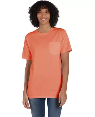 Hanes GDH150 Unisex Garment-Dyed T-Shirt with Pock in Horizon orange