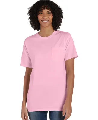 Hanes GDH150 Unisex Garment-Dyed T-Shirt with Pock in Cotton candy