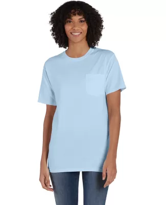 Hanes GDH150 Unisex Garment-Dyed T-Shirt with Pock in Soothing blue