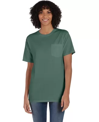 Hanes GDH150 Unisex Garment-Dyed T-Shirt with Pock in Cypress green