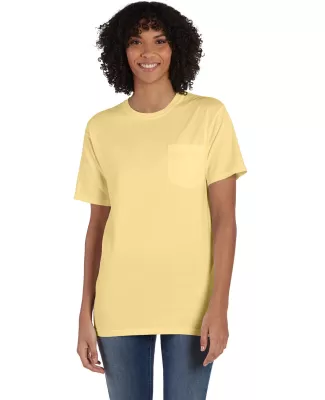 Hanes GDH150 Unisex Garment-Dyed T-Shirt with Pock in Summer squash