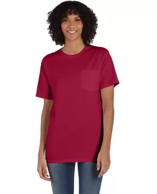 Hanes GDH150 Unisex Garment-Dyed T-Shirt with Pock in Crimson fall