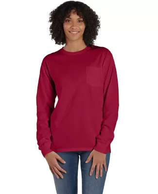 Hanes GDH250 Unisex Garment-Dyed Long-Sleeve T-Shi in Crimson fall