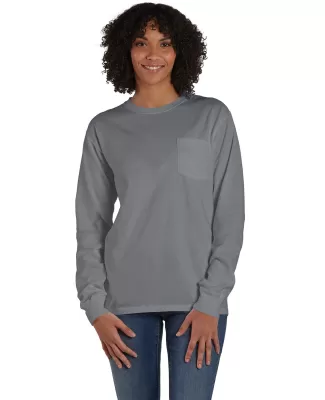 Hanes GDH250 Unisex Garment-Dyed Long-Sleeve T-Shi in Concrete