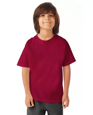 Hanes GDH175 Youth Garment-Dyed T-Shirt in Crimson fall