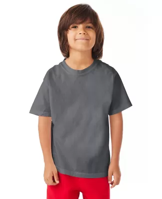 Hanes GDH175 Youth Garment-Dyed T-Shirt in Concrete gray