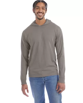 Hanes GDH280 Unisex Jersey Hooded T-Shirt in Concrete gray