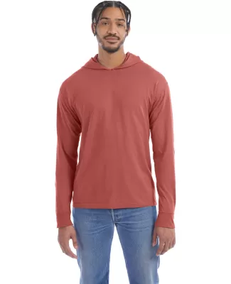 Hanes GDH280 Unisex Jersey Hooded T-Shirt in Nantucket red