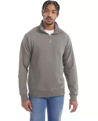 Hanes GDH425 Unisex Quarter-Zip Sweatshirt in Concrete gray