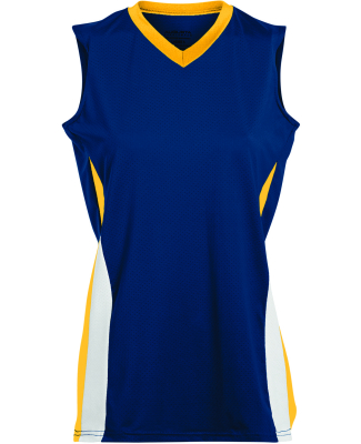 Augusta Sportswear 1356 Girls' Tornado Jersey in Navy/ gold/ wht