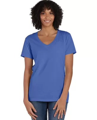 Comfortwash by Hanes GDH125 Ladies' V-Neck T-Shirt in Deep forte blue