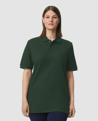 Gildan 85800 Unisex Midweight Double Pique Polo in Forest green