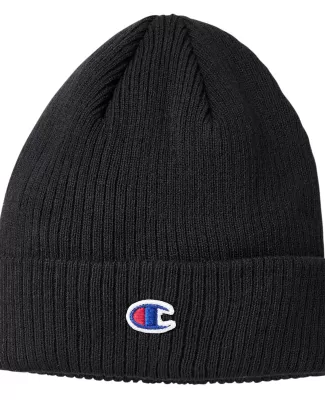 Champion Clothing CS4003 Cuff Beanie With Patch in Black