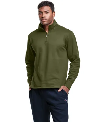 Champion Clothing CHP190 Unisex Gameday Quarter-Zi in Fresh olive