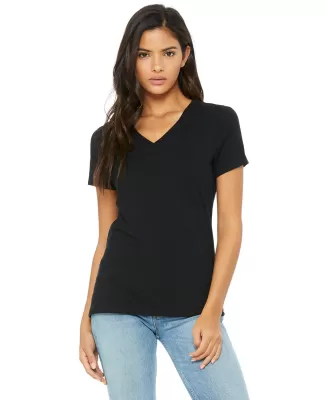 Bella + Canvas 6405 Ladies' Relaxed Jersey V-Neck  in Black