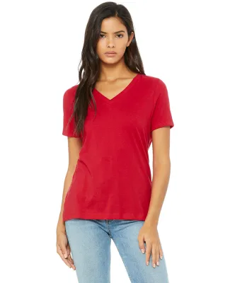 Bella + Canvas 6405 Ladies' Relaxed Jersey V-Neck  in Red