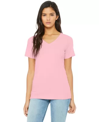 Bella + Canvas 6405 Ladies' Relaxed Jersey V-Neck  in Pink