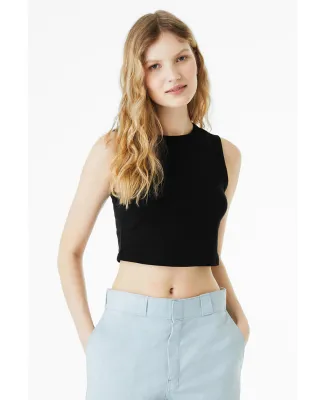 Bella + Canvas 1013 Ladies' Micro Rib Muscle Crop  in Solid blk blend