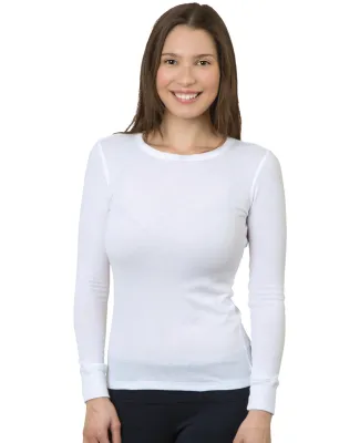 Bayside Apparel 3420 Junior Long-Sleeve Thermal Sh in White