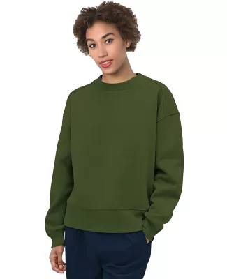 Bayside Apparel 7702BA Ladies' Crewneck Sweatshirt in Olive