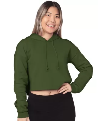 Bayside Apparel 7750 Ladies' Cropped Pullover Hood in Military green