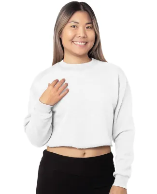 Bayside Apparel 7725 Ladies' Crop Crewneck in White