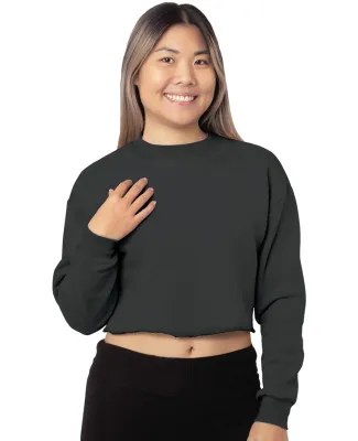 Bayside Apparel 7725 Ladies' Crop Crewneck in Dark grey