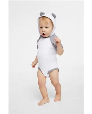 Rabbit Skins 4417 Infant Character Hooded Bodysuit in Blend wht/ hthr