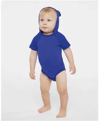 Rabbit Skins 4417 Infant Character Hooded Bodysuit in Vint royal/ roy