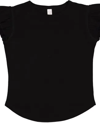 Rabbit Skins 3339 Toddler Flutter Sleeve T-Shirt in Black
