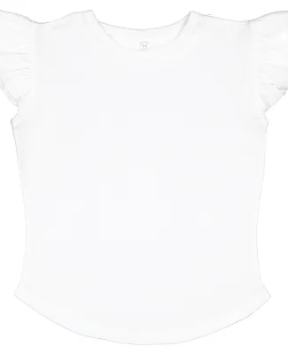 Rabbit Skins 3339 Toddler Flutter Sleeve T-Shirt in White