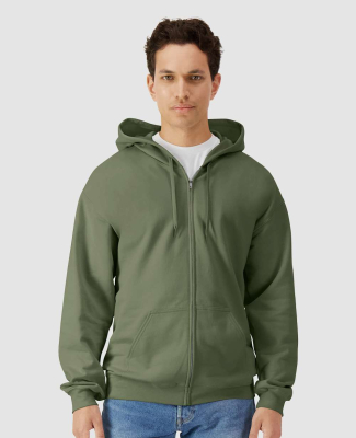 Gildan SF600 Unisex Softstyle Fleece Hooded Sweats in Military green