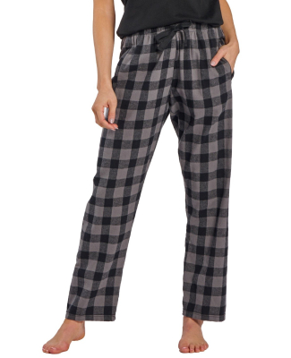 Boxercraft BW6620 Ladies' 'Haley' Flannel Pant wit in Charcoal/ buf pl