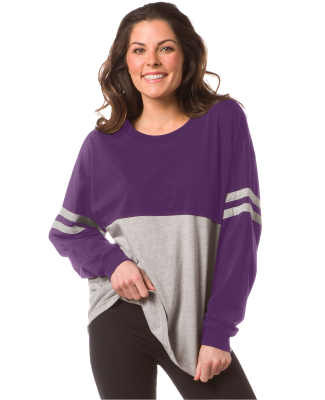 Boxercraft BW3514 Ladies' Oversized Pom Pom Jersey in Grape/ oxford