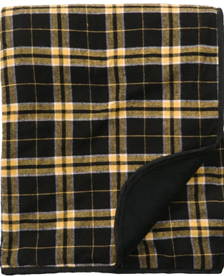 Boxercraft FB250 Premium Flannel Blanket in Blck/ gld plaid