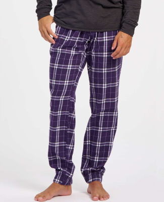 Boxercraft BM6625 Adult Cotton Flannel Jogger in Purple/ wht pld