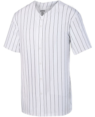Augusta Sportswear 1685 Unisex Pin Stripe Baseball in White/ black